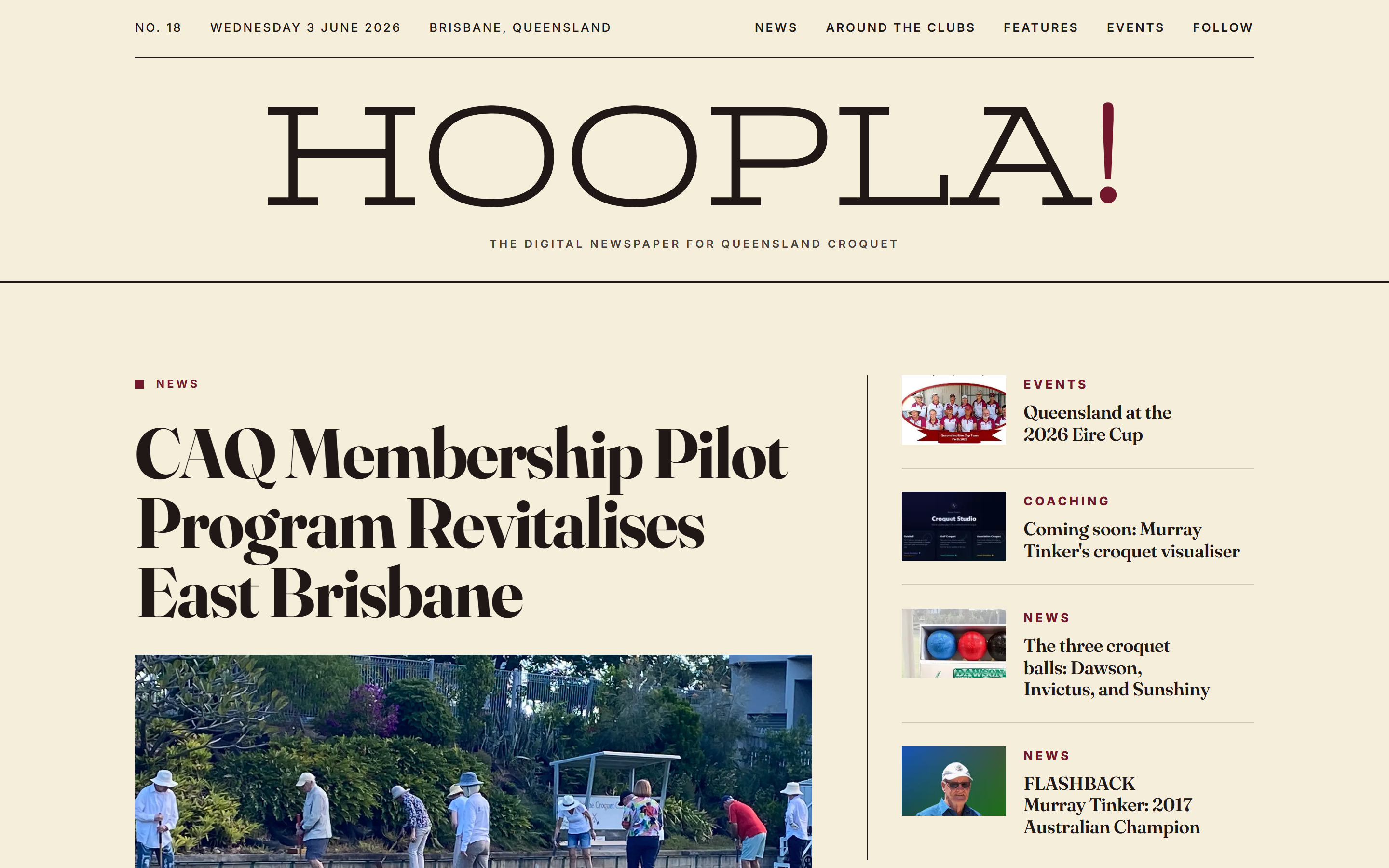 The front page of the news site The front page of the news site.